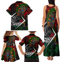 Mexico Quetzalcoatl Aztec Calendar Family Matching Tank Maxi Dress and Hawaiian Shirt Tribal Warrior Art with Eagle and Serpent