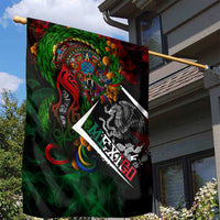 Mexico Quetzalcoatl Aztec Calendar Garden Flag Tribal Warrior Art with Eagle and Serpent