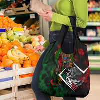 Mexico Quetzalcoatl Aztec Calendar Grocery Bag Tribal Warrior Art with Eagle and Serpent