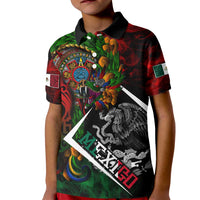 Mexico Quetzalcoatl Aztec Calendar Kid Polo Shirt Tribal Warrior Art with Eagle and Serpent