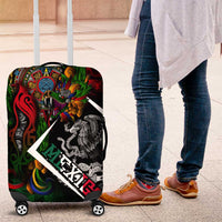 Mexico Quetzalcoatl Aztec Calendar Luggage Cover Tribal Warrior Art with Eagle and Serpent