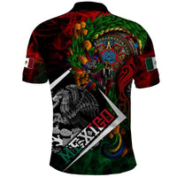 Mexico Quetzalcoatl Aztec Calendar Polo Shirt Tribal Warrior Art with Eagle and Serpent