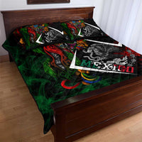 Mexico Quetzalcoatl Aztec Calendar Quilt Bed Set Tribal Warrior Art with Eagle and Serpent