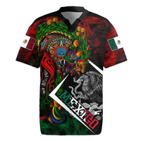 Mexico Quetzalcoatl Aztec Calendar Rugby Jersey Tribal Warrior Art with Eagle and Serpent