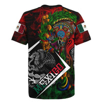 Mexico Quetzalcoatl Aztec Calendar Rugby Jersey Tribal Warrior Art with Eagle and Serpent