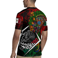 Mexico Quetzalcoatl Aztec Calendar Rugby Jersey Tribal Warrior Art with Eagle and Serpent