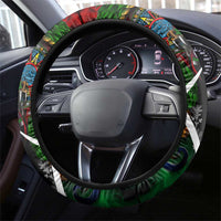 Mexico Quetzalcoatl Aztec Calendar Steering Wheel Cover Tribal Warrior Art with Eagle and Serpent