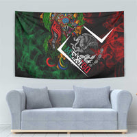 Mexico Quetzalcoatl Aztec Calendar Tapestry Tribal Warrior Art with Eagle and Serpent