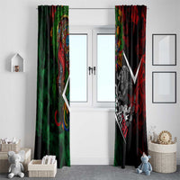 Mexico Quetzalcoatl Aztec Calendar Window Curtain Tribal Warrior Art with Eagle and Serpent