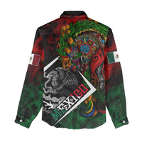 Mexico Quetzalcoatl Aztec Calendar Women Casual Shirt Tribal Warrior Art with Eagle and Serpent
