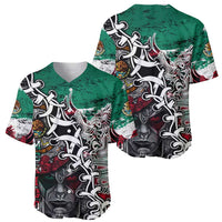 Aztec Warrior Mexican Baseball Jersey Aztec Calendar Coat of Arms