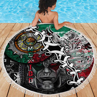 Aztec Warrior Mexican Beach Blanket Aztec Calendar Coat of Arms