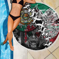 Aztec Warrior Mexican Beach Blanket Aztec Calendar Coat of Arms