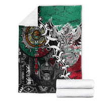 Aztec Warrior Mexican Blanket Aztec Calendar Coat of Arms