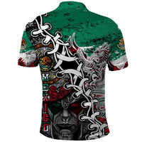 Aztec Warrior Mexican Polo Shirt Aztec Calendar Coat of Arms