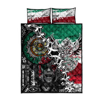 Aztec Warrior Mexican Quilt Bed Set Aztec Calendar Coat of Arms