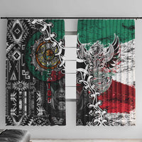 Aztec Warrior Mexican Window Curtain Aztec Calendar Coat of Arms