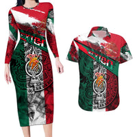 My Home My Blood Mexico Couples Matching Long Sleeve Bodycon Dress and Hawaiian Shirt Mexican Map Aztec