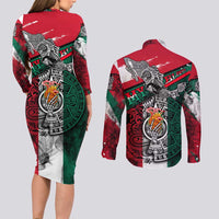 My Home My Blood Mexico Couples Matching Long Sleeve Bodycon Dress and Long Sleeve Button Shirt Mexican Map Aztec
