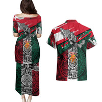 My Home My Blood Mexico Couples Matching Puletasi and Hawaiian Shirt Mexican Map Aztec