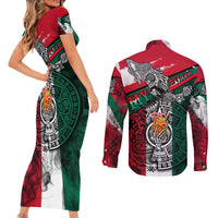 My Home My Blood Mexico Couples Matching Short Sleeve Bodycon Dress and Long Sleeve Button Shirt Mexican Map Aztec