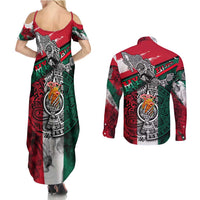 My Home My Blood Mexico Couples Matching Summer Maxi Dress and Long Sleeve Button Shirt Mexican Map Aztec