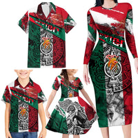 My Home My Blood Mexico Family Matching Long Sleeve Bodycon Dress and Hawaiian Shirt Mexican Map Aztec