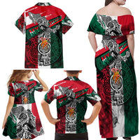 My Home My Blood Mexico Family Matching Off Shoulder Maxi Dress and Hawaiian Shirt Mexican Map Aztec