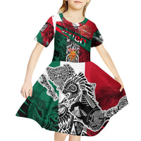 My Home My Blood Mexico Kid Short Sleeve Dress Mexican Map Aztec