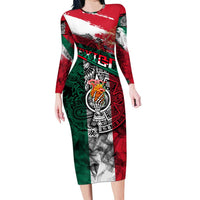 My Home My Blood Mexico Long Sleeve Bodycon Dress Mexican Map Aztec