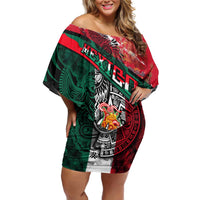 My Home My Blood Mexico Off Shoulder Short Dress Mexican Map Aztec