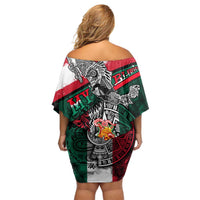 My Home My Blood Mexico Off Shoulder Short Dress Mexican Map Aztec