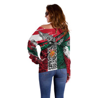 My Home My Blood Mexico Off Shoulder Sweater Mexican Map Aztec