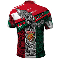 My Home My Blood Mexico Polo Shirt Mexican Map Aztec