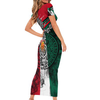 My Home My Blood Mexico Short Sleeve Bodycon Dress Mexican Map Aztec