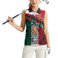 My Home My Blood Mexico Women Sleeveless Polo Shirt Mexican Map Aztec