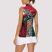 My Home My Blood Mexico Women Sleeveless Polo Shirt Mexican Map Aztec