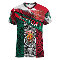 My Home My Blood Mexico Women V-Neck T-Shirt Mexican Map Aztec