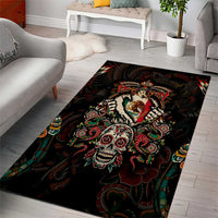 Mexico Sugar Skull Area Rug Tattoo Art Mexican Flag