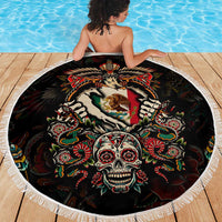Mexico Sugar Skull Beach Blanket Tattoo Art Mexican Flag