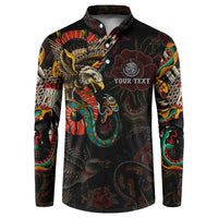 Mexico Sugar Skull Button Sweatshirt Tattoo Art Mexican Flag