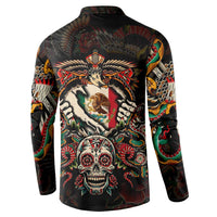 Mexico Sugar Skull Button Sweatshirt Tattoo Art Mexican Flag