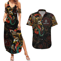 Mexico Sugar Skull Couples Matching Summer Maxi Dress and Hawaiian Shirt Tattoo Art Mexican Flag