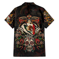 Mexico Sugar Skull Family Matching Off The Shoulder Long Sleeve Dress and Hawaiian Shirt Tattoo Art Mexican Flag