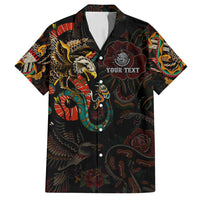 Mexico Sugar Skull Family Matching Off Shoulder Short Dress and Hawaiian Shirt Tattoo Art Mexican Flag