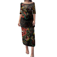 Mexico Sugar Skull Family Matching Puletasi and Hawaiian Shirt Tattoo Art Mexican Flag