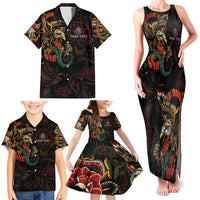 Mexico Sugar Skull Family Matching Tank Maxi Dress and Hawaiian Shirt Tattoo Art Mexican Flag