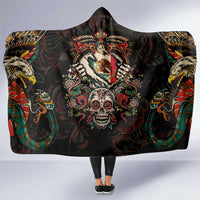 Mexico Sugar Skull Hooded Blanket Tattoo Art Mexican Flag