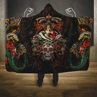 Mexico Sugar Skull Hooded Blanket Tattoo Art Mexican Flag