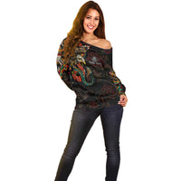 Mexico Sugar Skull Off Shoulder Sweater Tattoo Art Mexican Flag